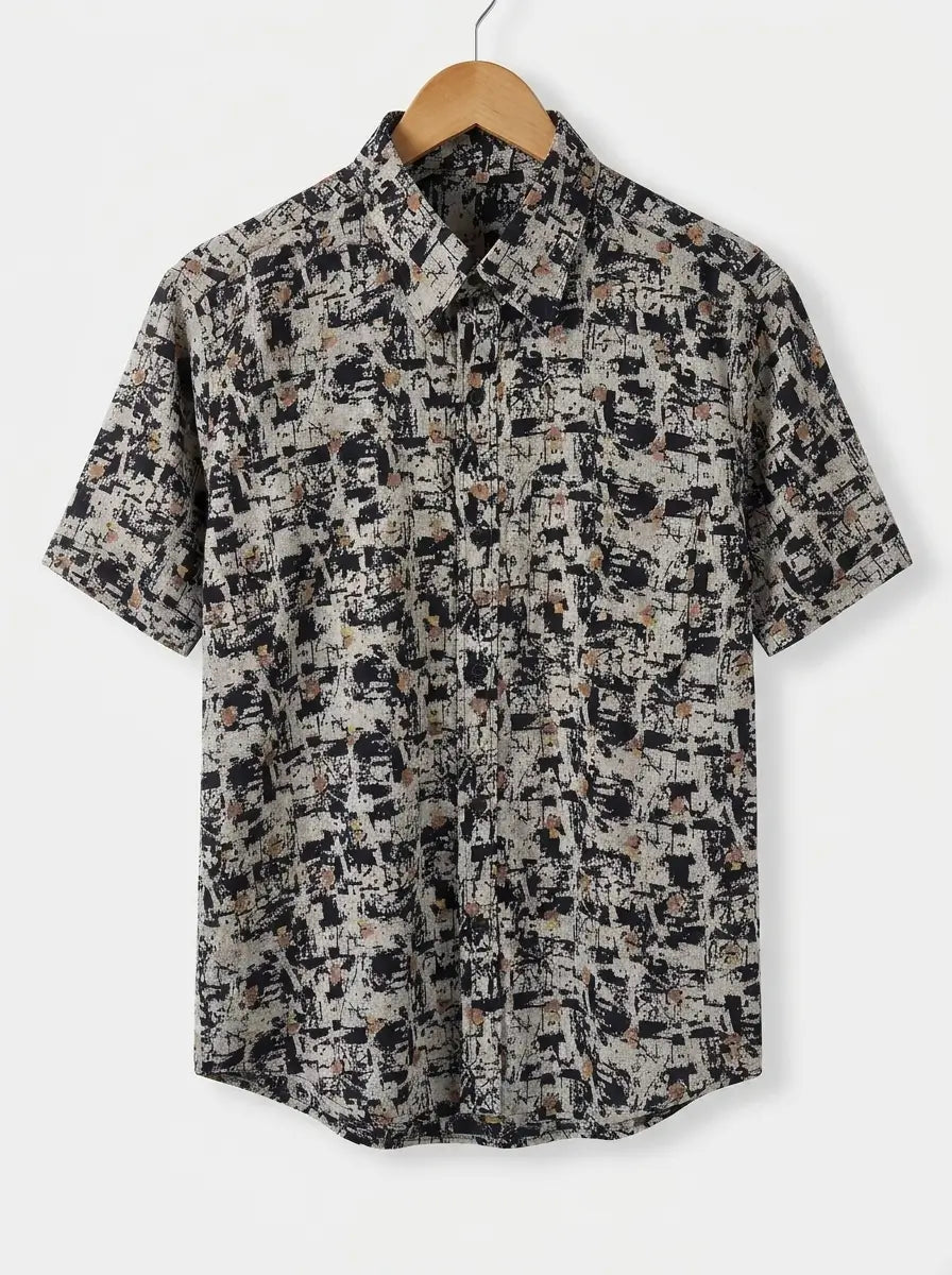 Canvas Abstract Print Shirt