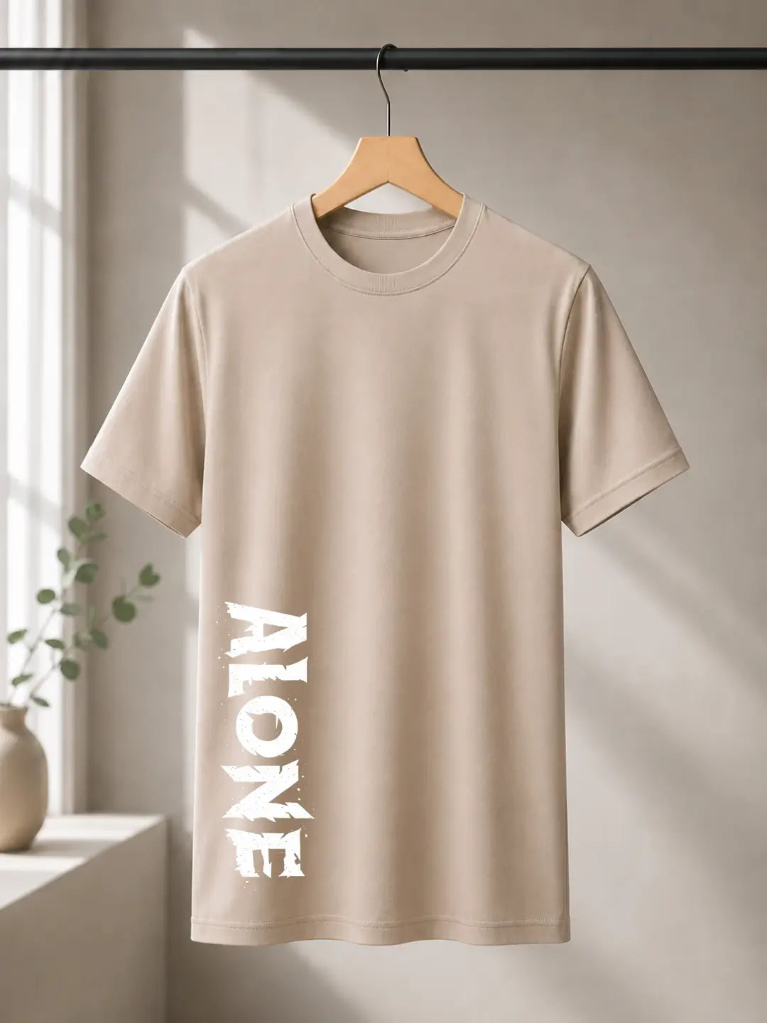 Soft Feel Premium T-Shirt | Alone | Beige