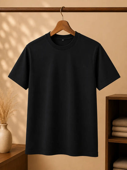 Classic Plain Round Neck T-Shirt | Black