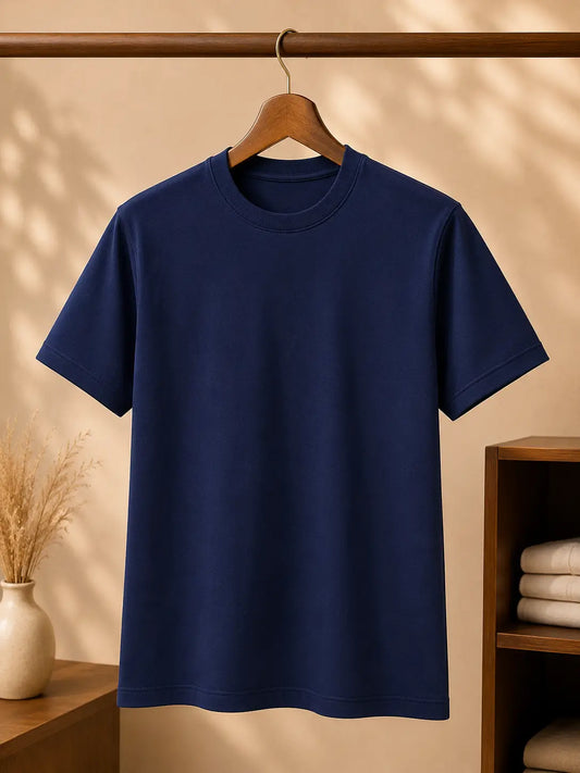 Classic Plain Round Neck T-Shirt | Blue