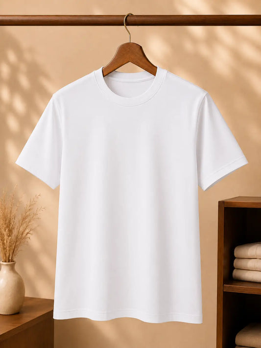 Classic Plain Round Neck T-Shirt | White
