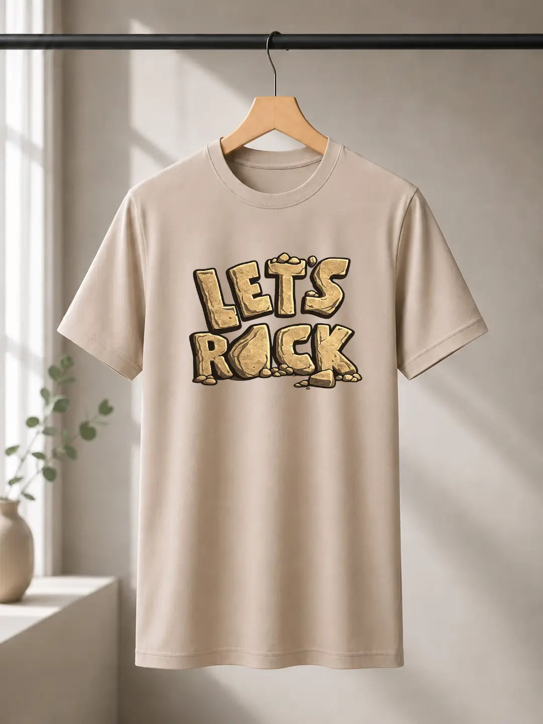 Soft Feel Premium T-Shirt | Let's Rock | Beige