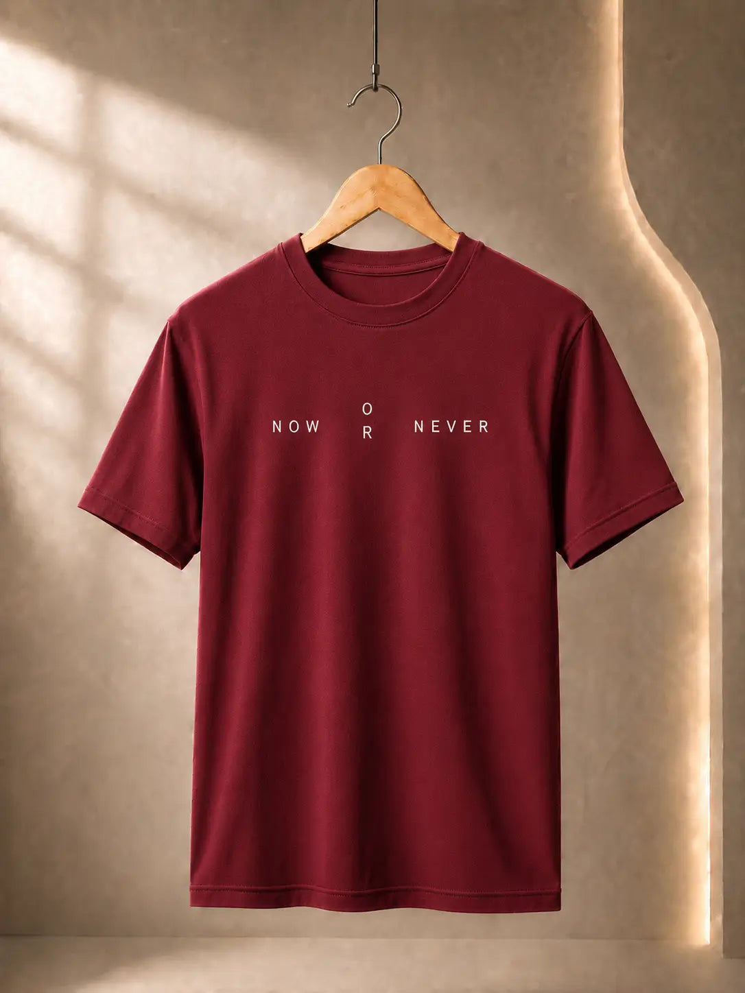 Soft Feel Premium T-Shirt | Now OR Never | Maroon