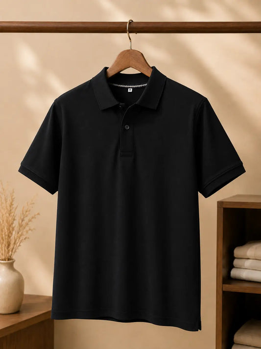 Classic Plain Polo T-Shirt | Black