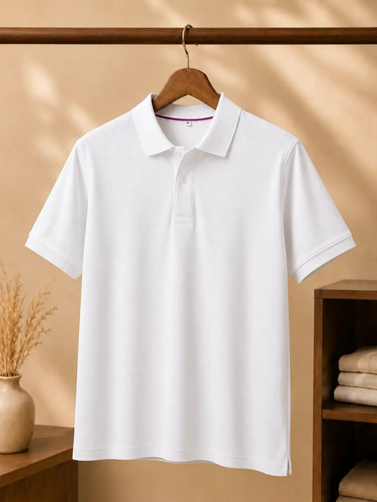 Classic Plain Polo T-Shirt | White
